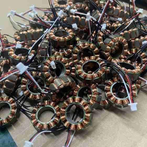 FPV drone motor stator winding process in manufacturing line