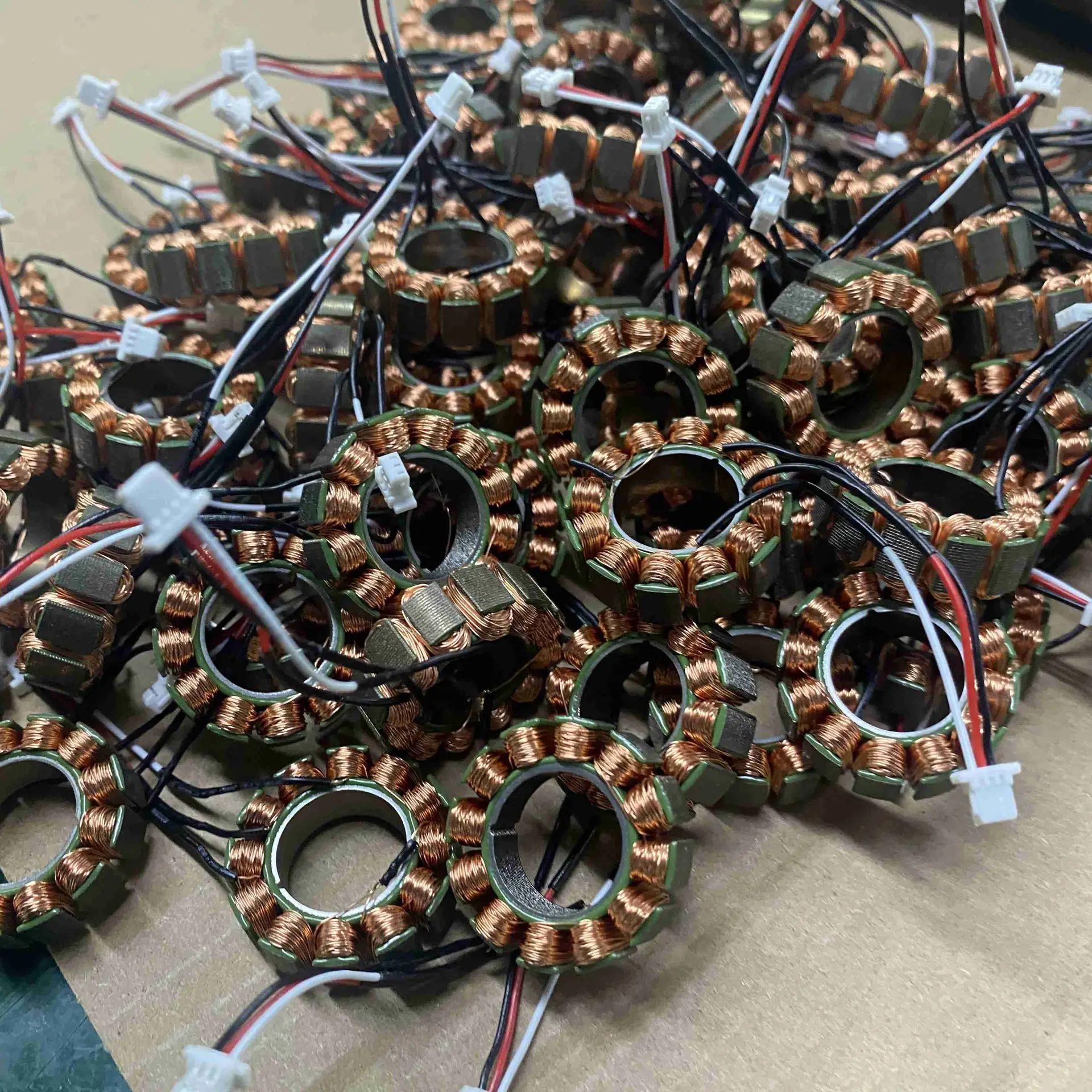 FPV drone motor stator winding process in manufacturing line