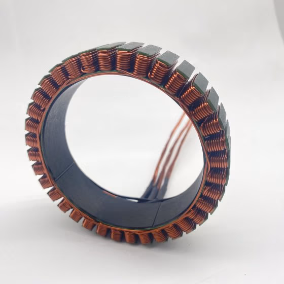 Copper wire motor winding on stator core