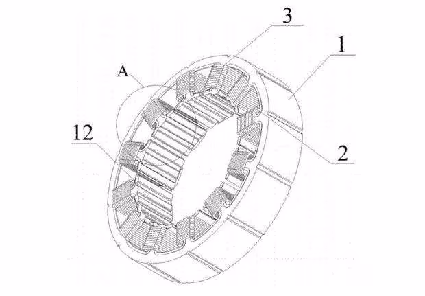 DC motor stator assembly with enhanced safety design