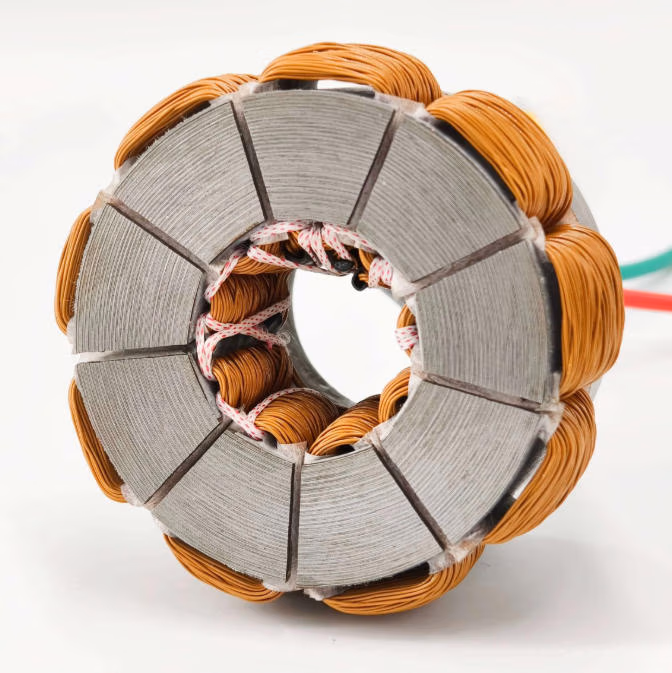 Axial flux motor stator core winding wire