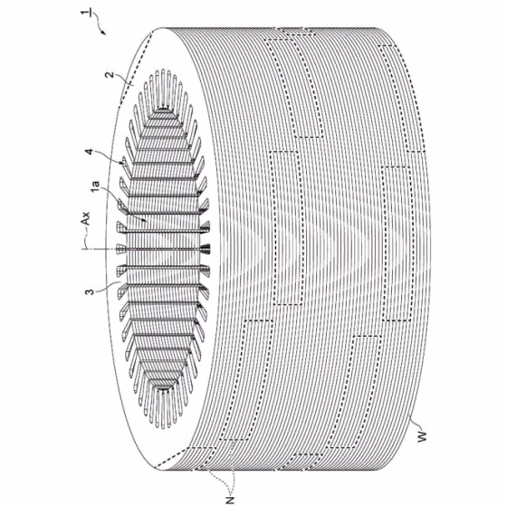 Electric motor stator core with laminated silicon steel design