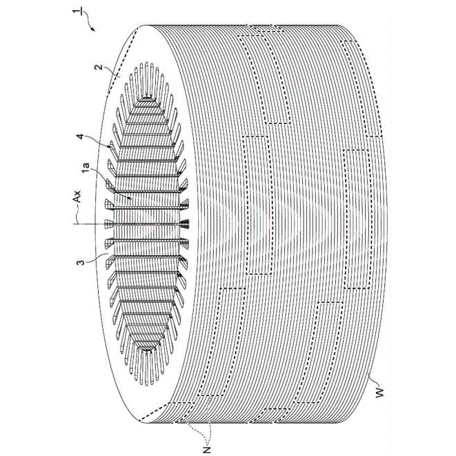 Electric motor stator core with laminated silicon steel design