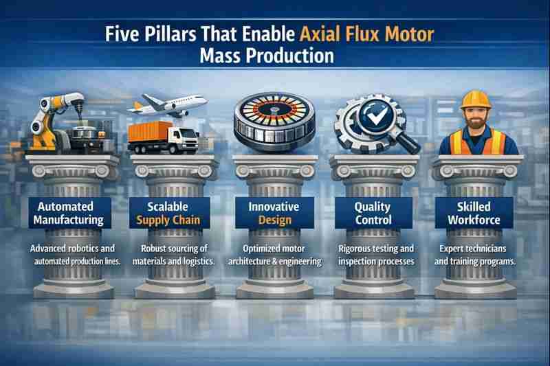 Axial flux motor pillar