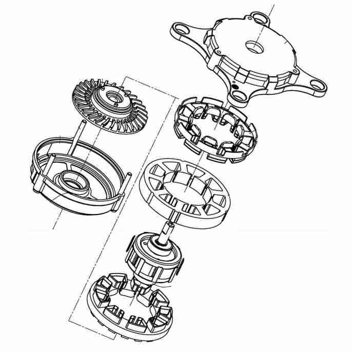 The-split-structure-of-the-motor-includes-the-motor-core,-etc.