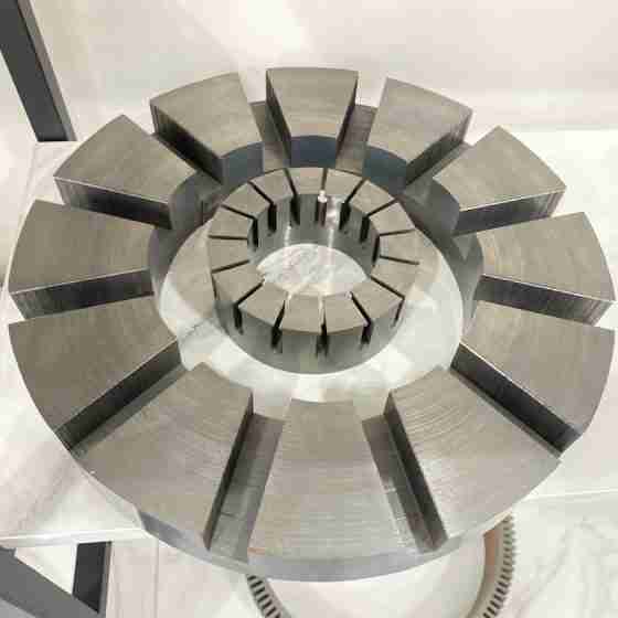 Precision stator core used in axial flux motor systems.